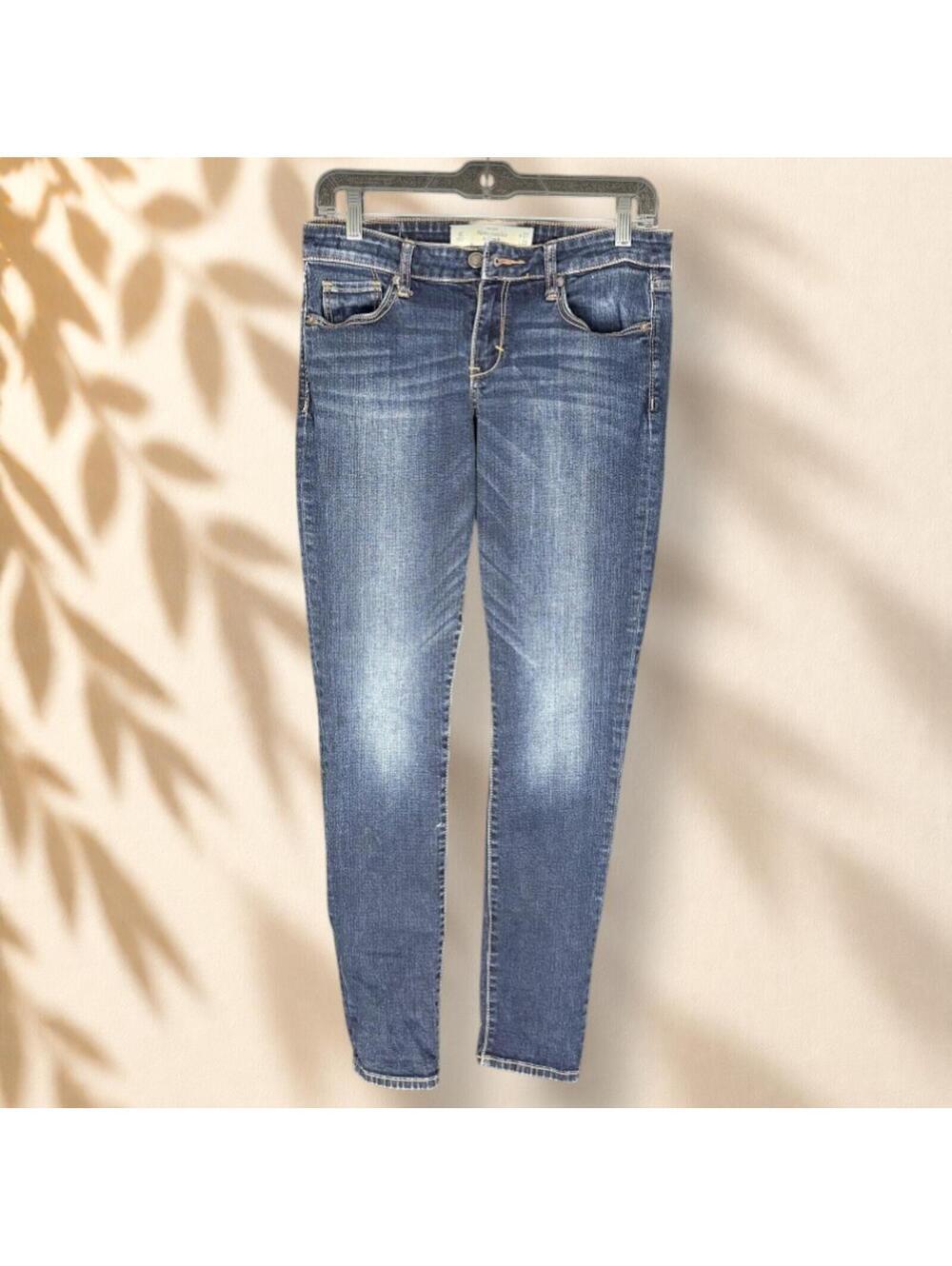 Abercrombie & Fitch Jeans Women 4 Blue Denim Dark Wash Low Rise Skinny Pockets